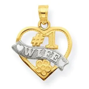 #1 Wife Heart Charm in 10k Yellow Gold