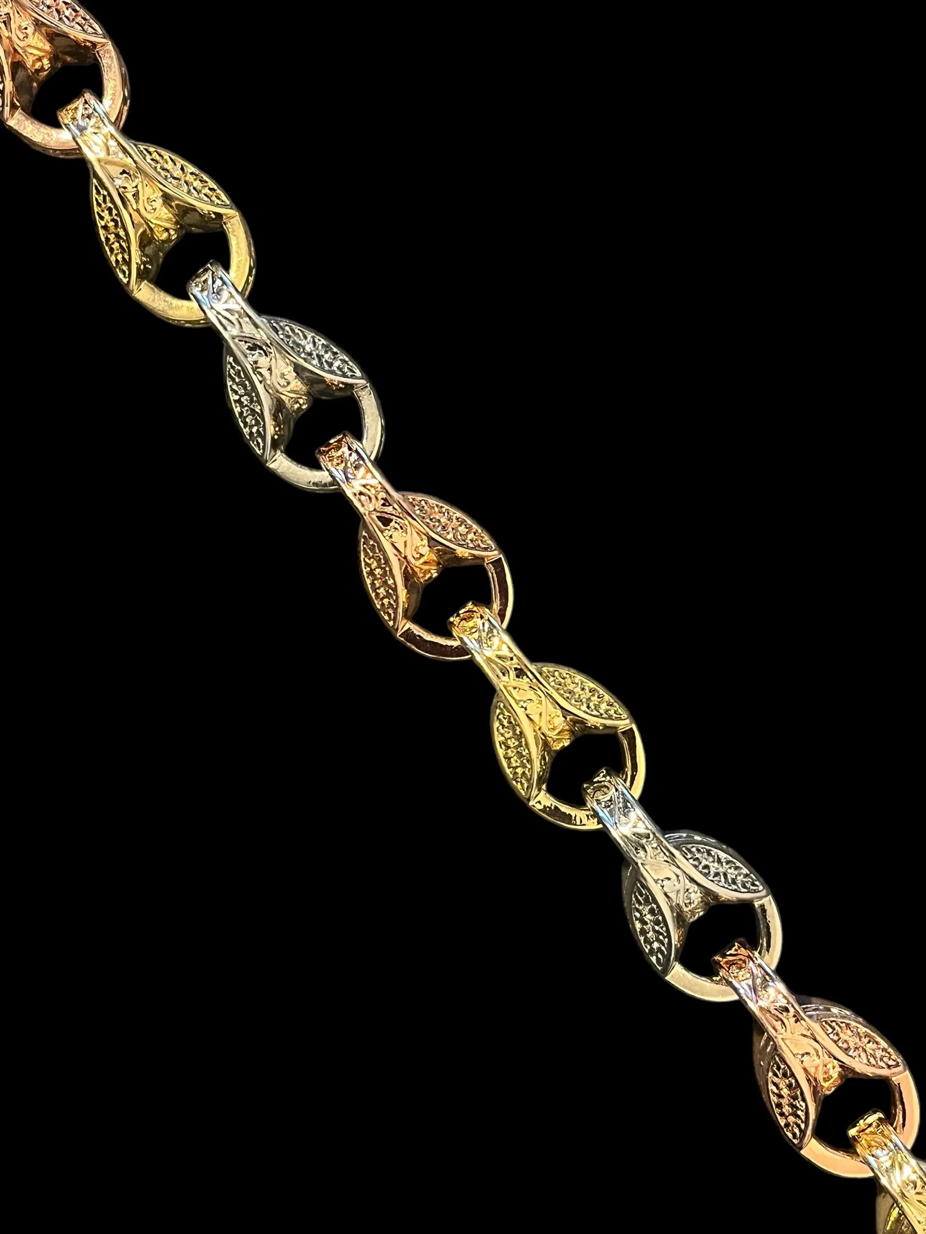 12mm Tri-Colour Gold Filled Bonded 3D Tulip Bracelet 8/9 Inch