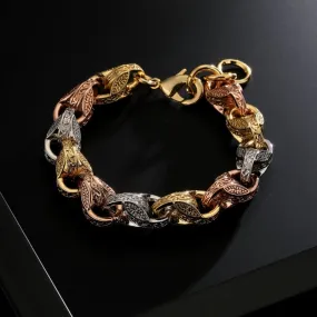 12mm Tri-Colour Gold Filled Bonded 3D Tulip Bracelet 8/9 Inch