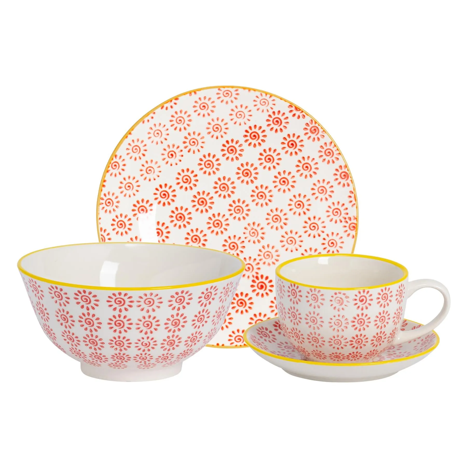 24pc Hand-Printed Stoneware Dinner Set - By Nicola Spring