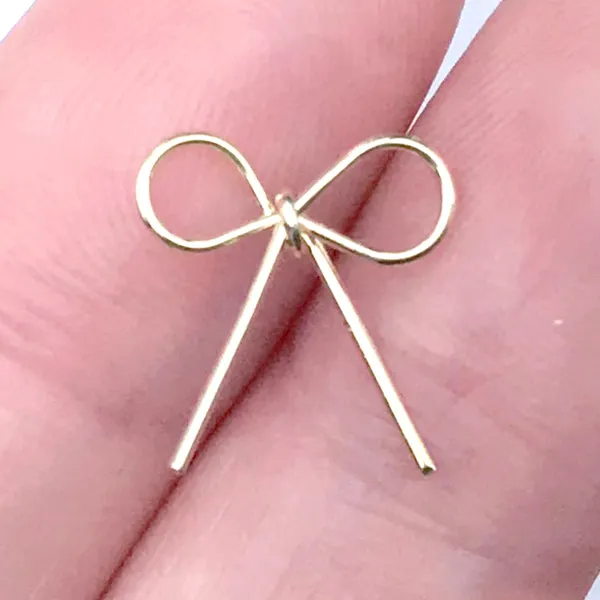 3D Ribbon Nail Charm | Mini Metal Embellishments for Resin Art | Nail Decoration (2 pcs / Gold / 12mm x 13mm)