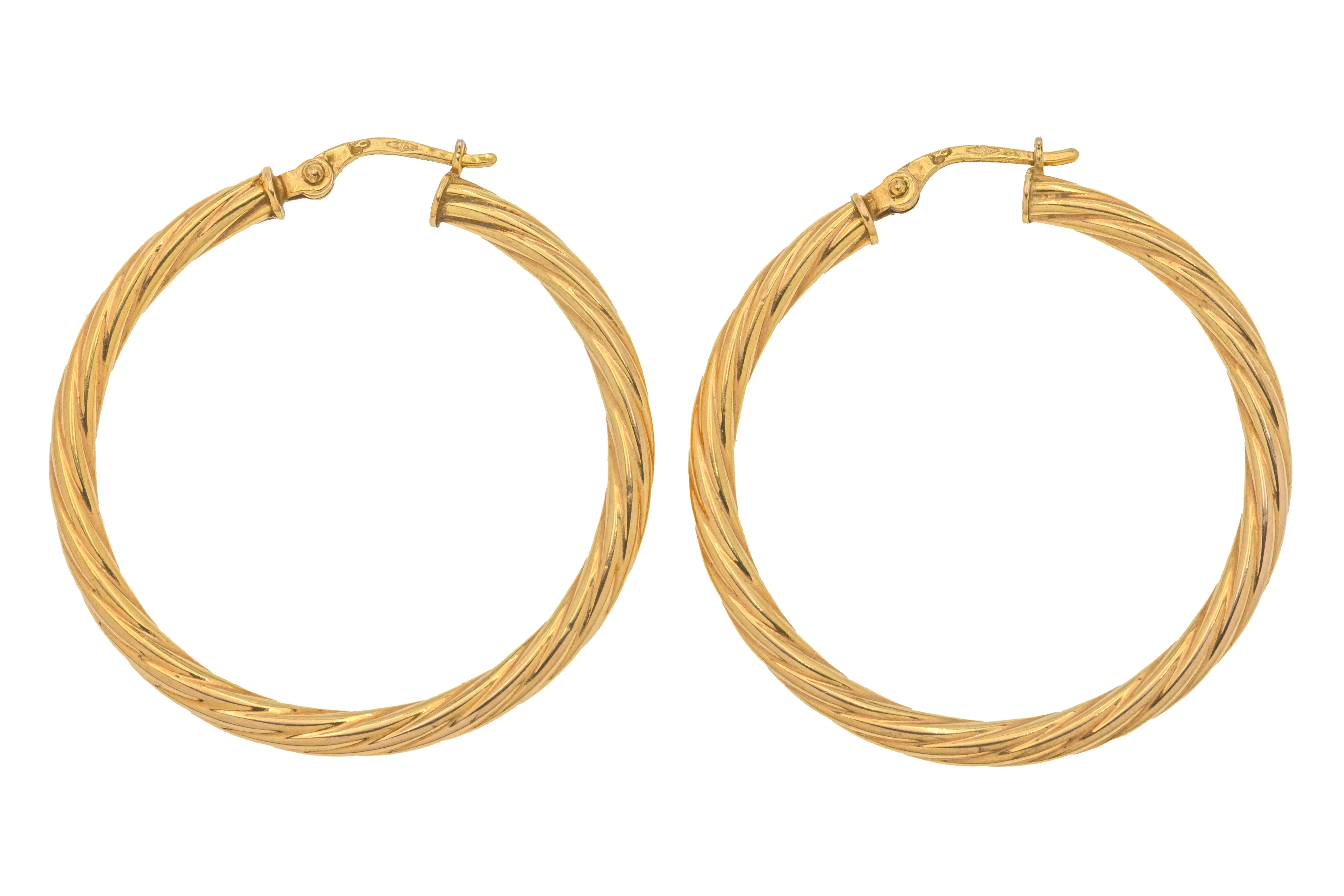 9ct Gold Twisted Hoop Earrings, 35mm Diameter