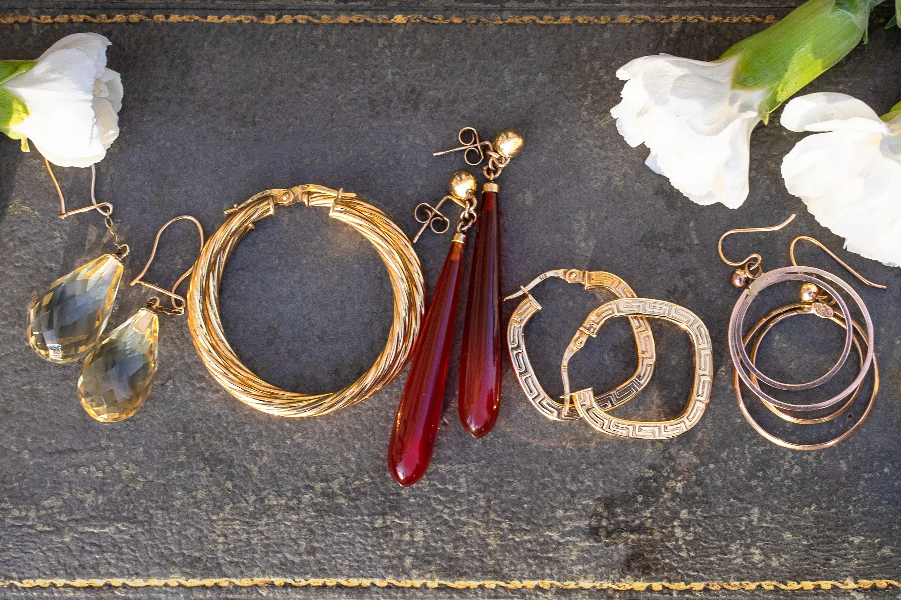 9ct Gold Twisted Hoop Earrings, 35mm Diameter