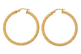 9ct Gold Twisted Hoop Earrings, 35mm Diameter