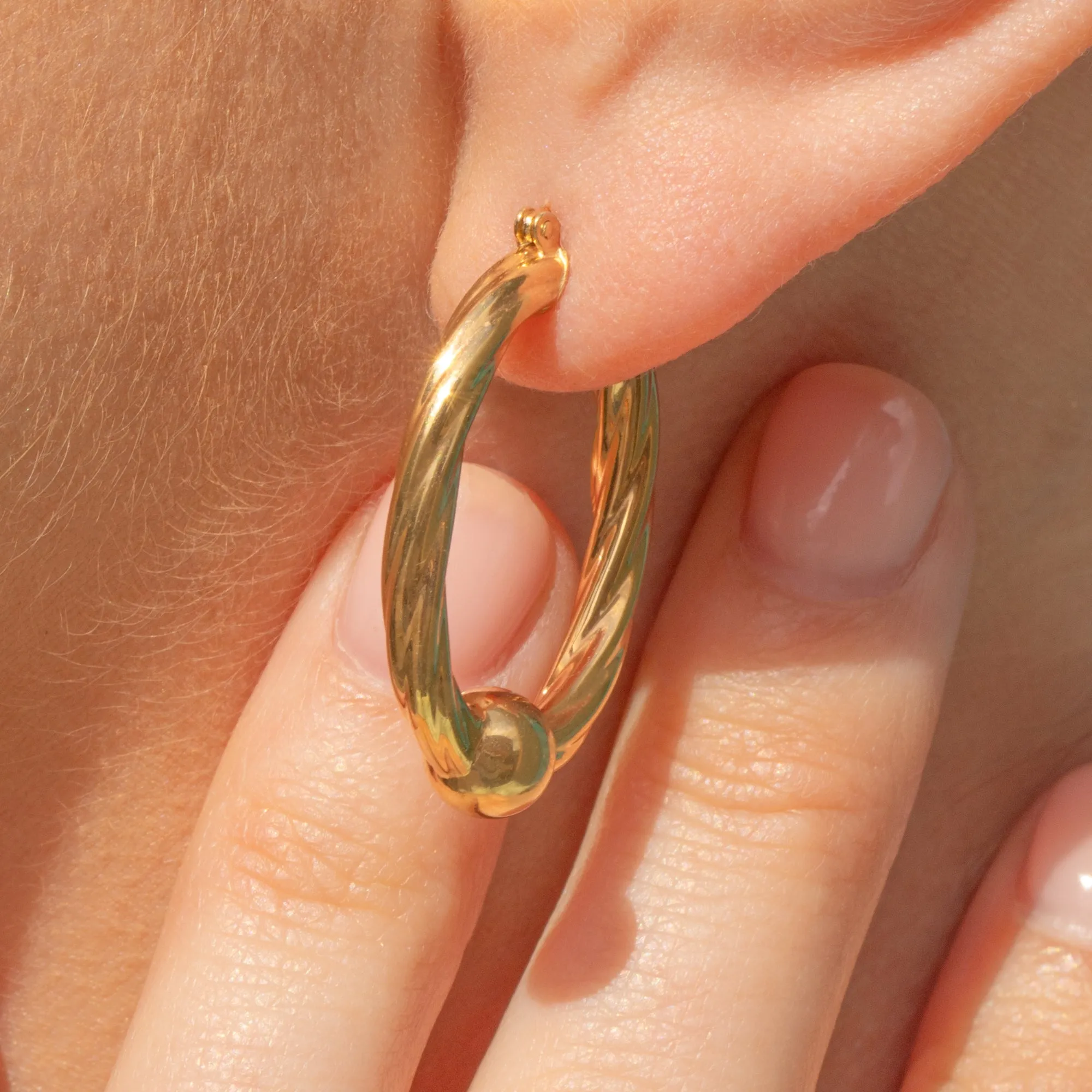 9ct Gold Twisted Hoop Earrings