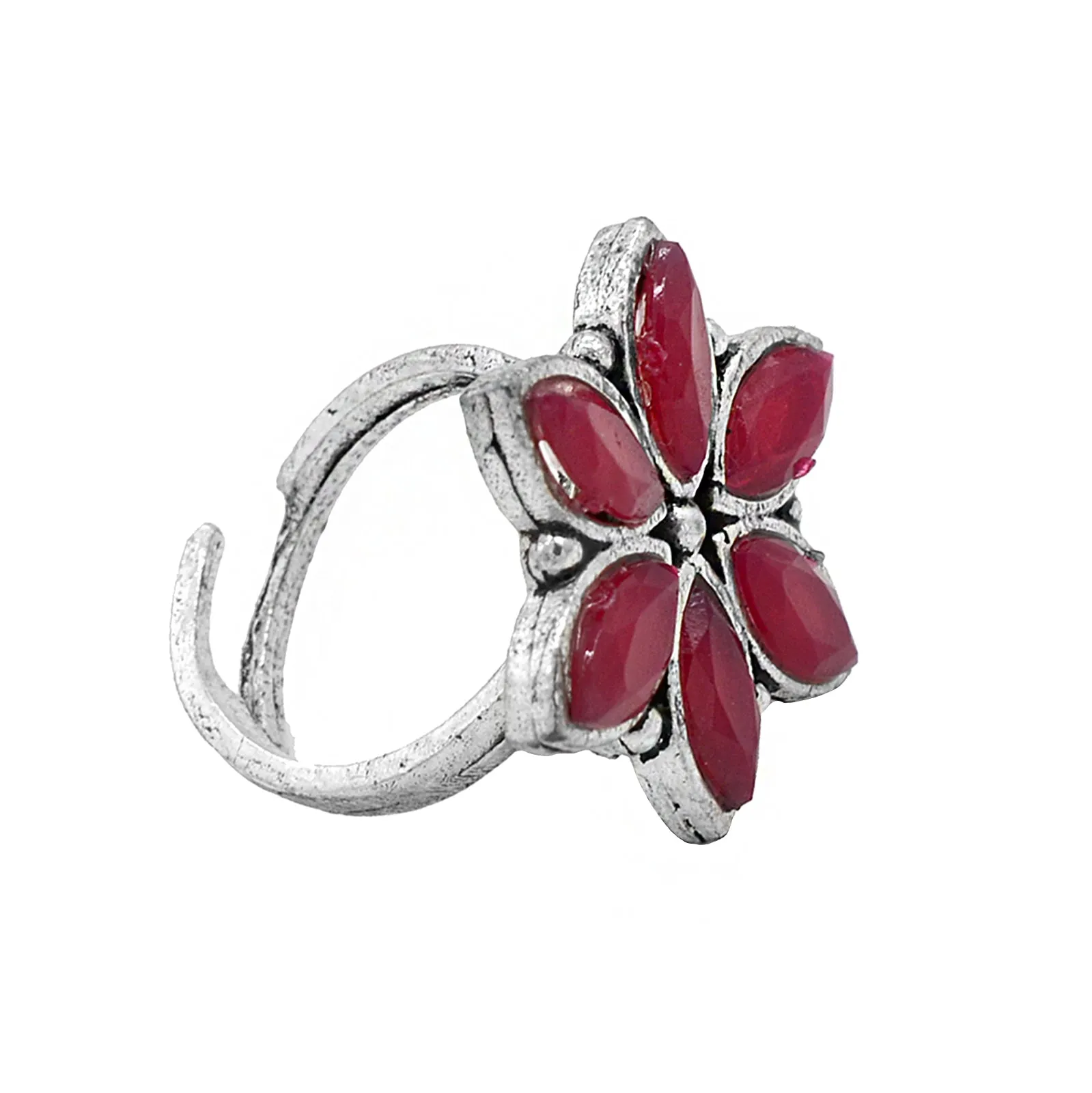 Ageless Red Stone Silver Ring