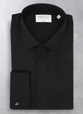 Alexander Solid Textured French Cuff Shirt in Black