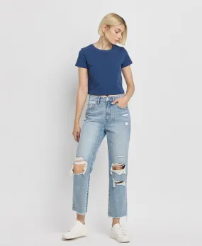 Apart - Super High Rise Distressed Crop Straight Jeans