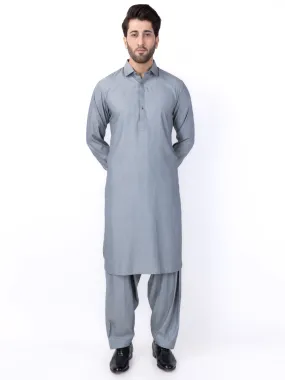 Ash Grey Blended Kameez Shalwar - ALWA-KS-436