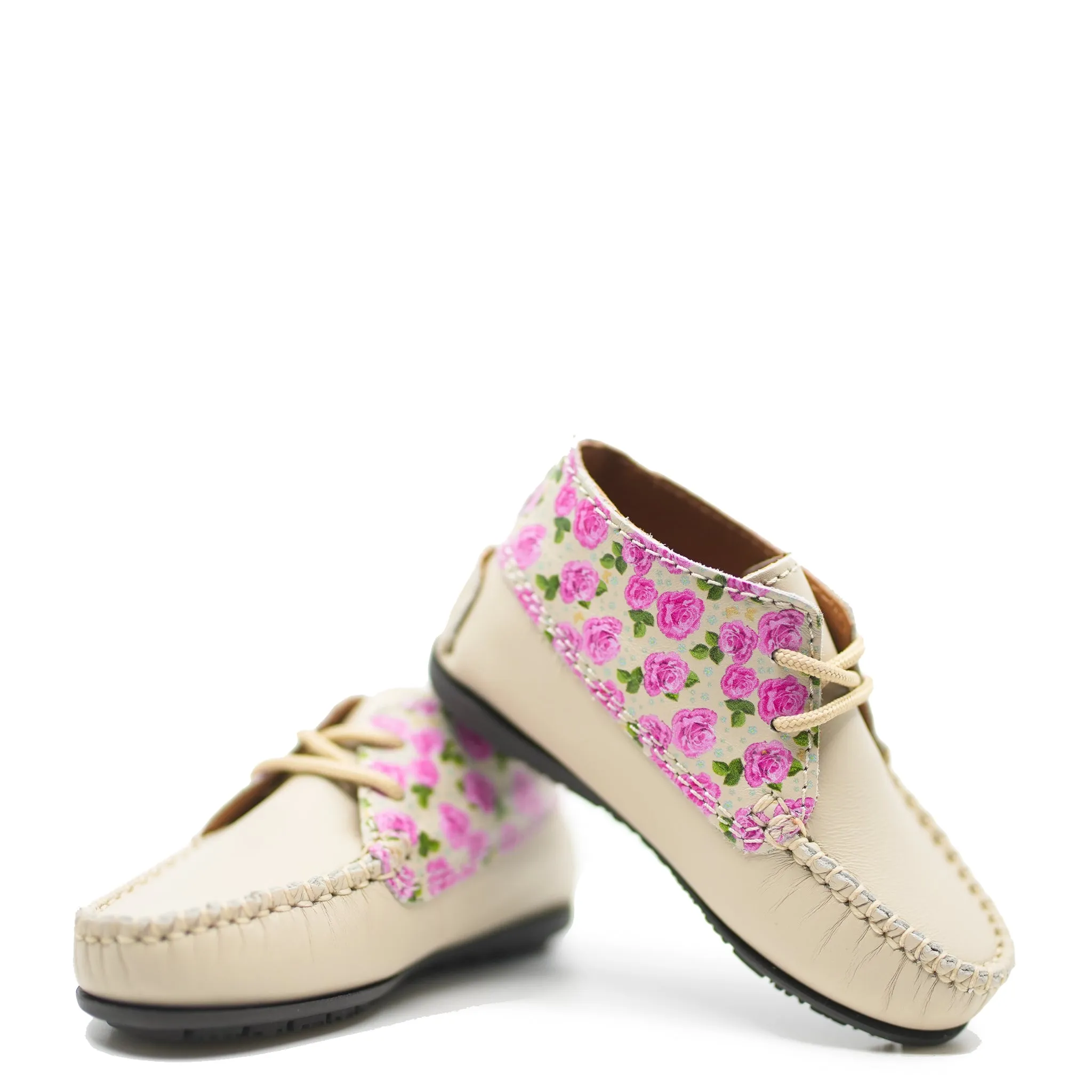 Atlanta Mocassin Taupe Roses Baby Bootie