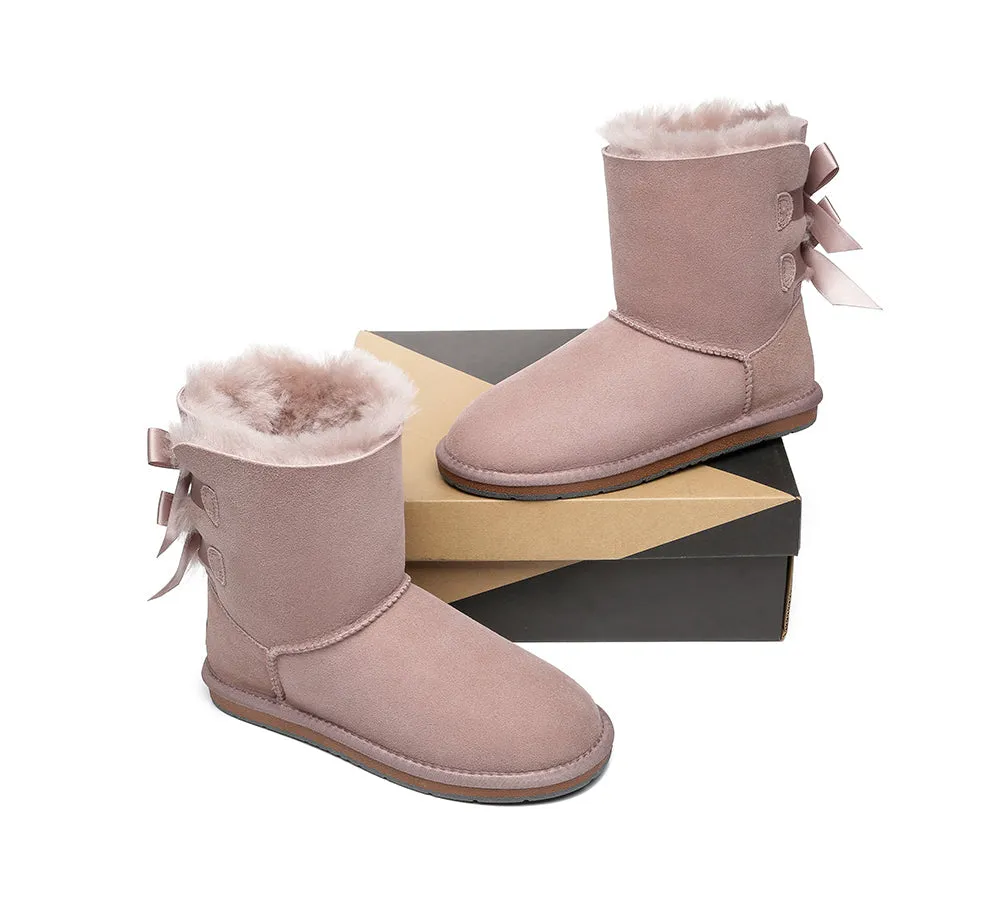 AUSTRALIAN SHEPHERD® UGG Boots Women Sheepskin Wool Short Double Back Bow
