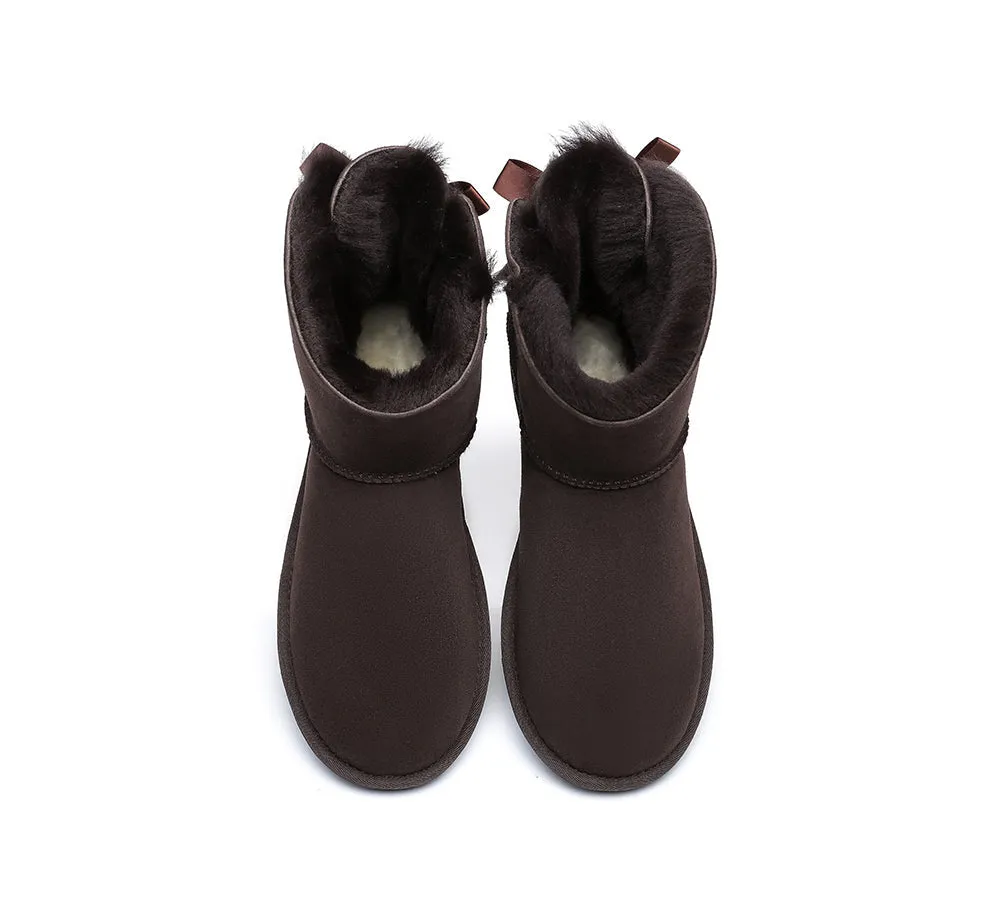 AUSTRALIAN SHEPHERD® UGG Boots Women Sheepskin Wool Short Double Back Bow
