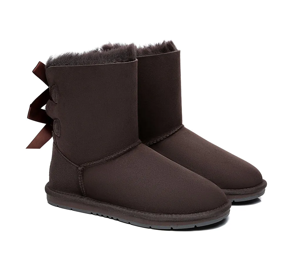 AUSTRALIAN SHEPHERD® UGG Boots Women Sheepskin Wool Short Double Back Bow