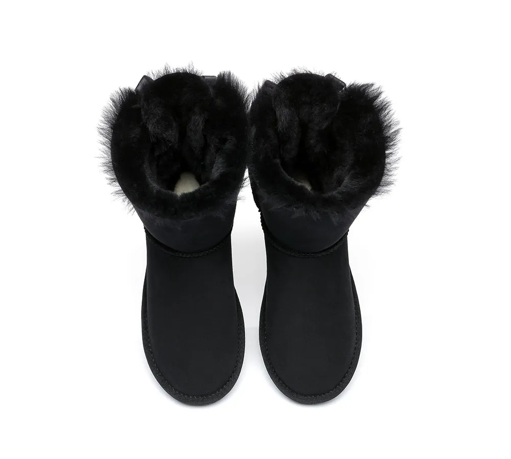 AUSTRALIAN SHEPHERD® UGG Boots Women Sheepskin Wool Short Double Back Bow