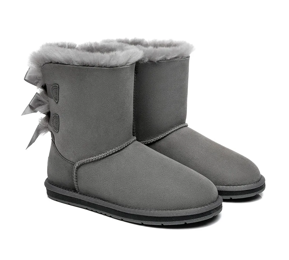 AUSTRALIAN SHEPHERD® UGG Boots Women Sheepskin Wool Short Double Back Bow