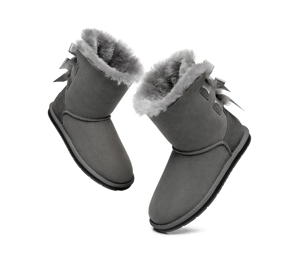 AUSTRALIAN SHEPHERD® UGG Boots Women Sheepskin Wool Short Double Back Bow