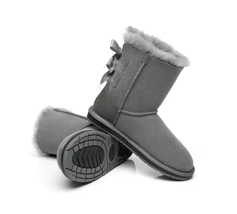 AUSTRALIAN SHEPHERD® UGG Boots Women Sheepskin Wool Short Double Back Bow