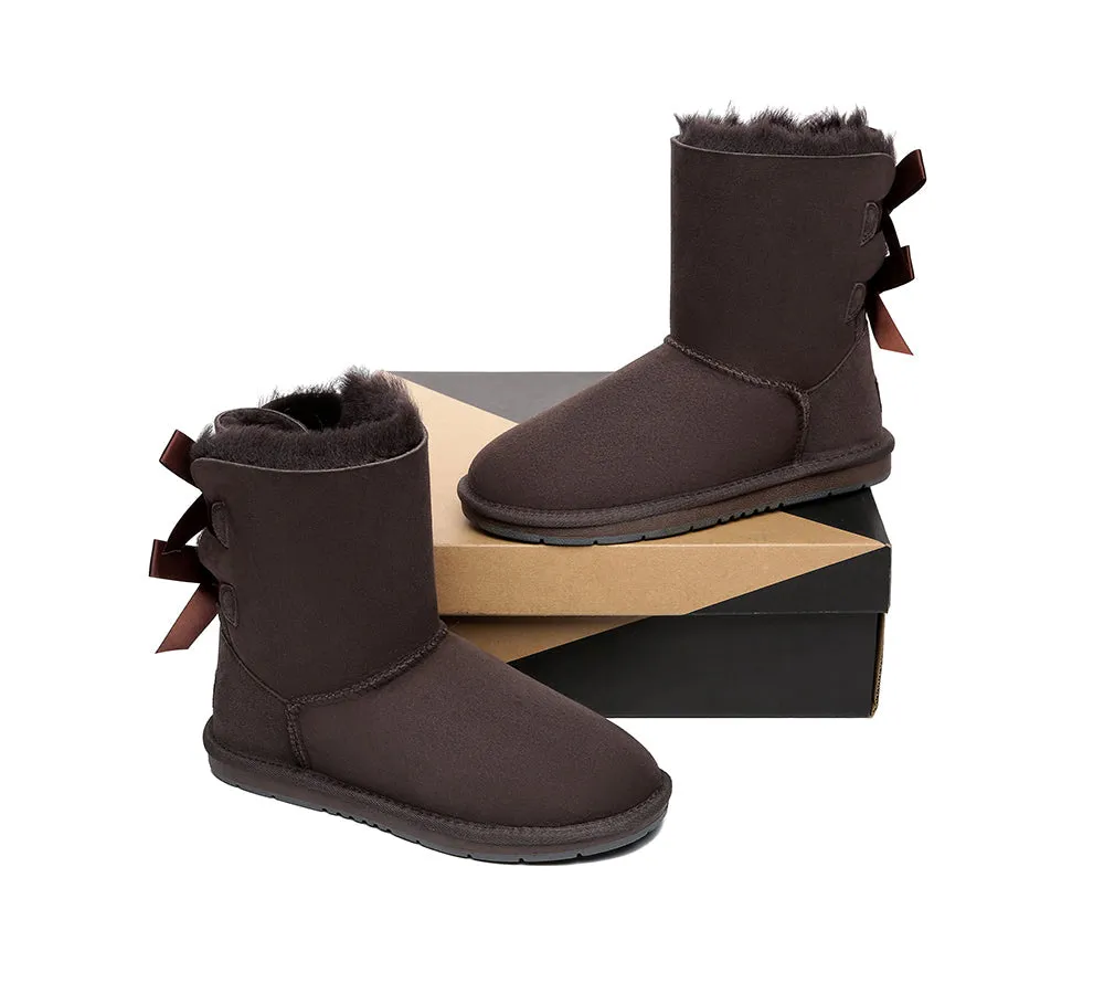 AUSTRALIAN SHEPHERD® UGG Boots Women Sheepskin Wool Short Double Back Bow