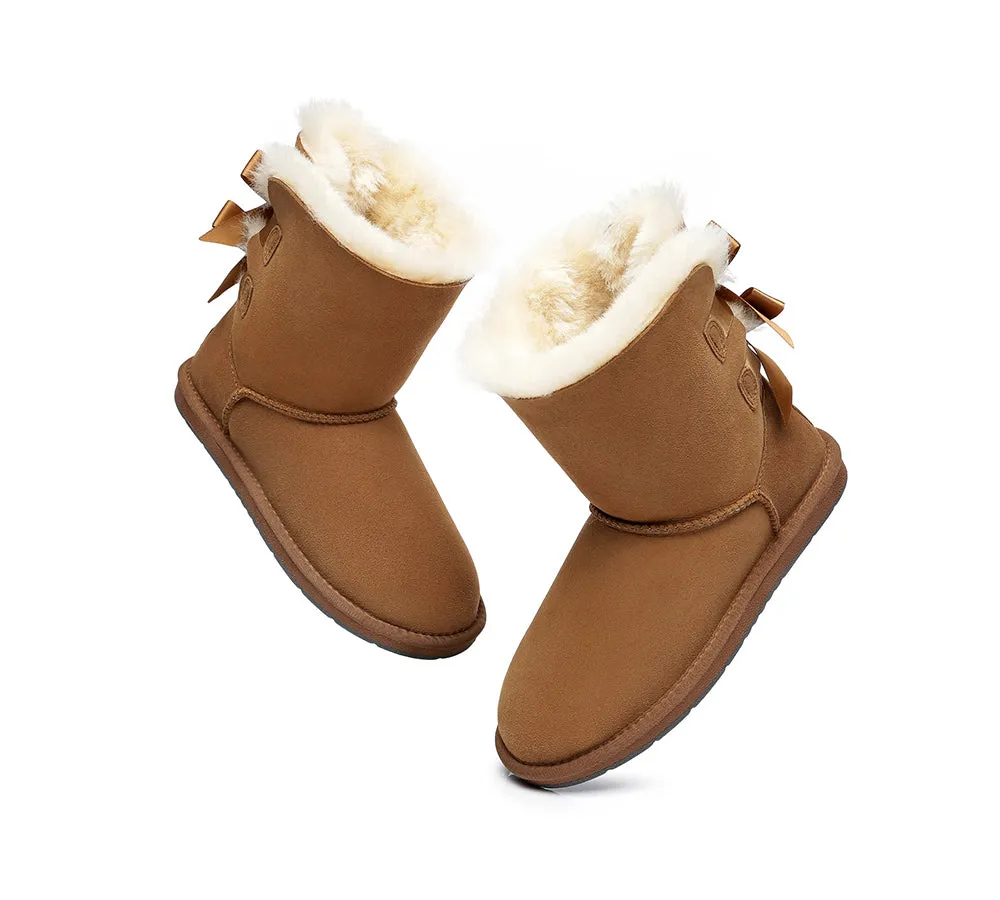 AUSTRALIAN SHEPHERD® UGG Boots Women Sheepskin Wool Short Double Back Bow
