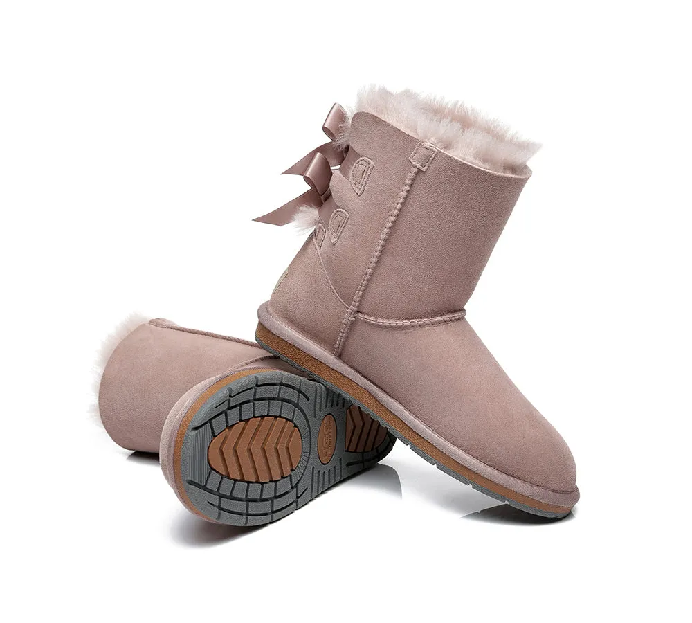 AUSTRALIAN SHEPHERD® UGG Boots Women Sheepskin Wool Short Double Back Bow