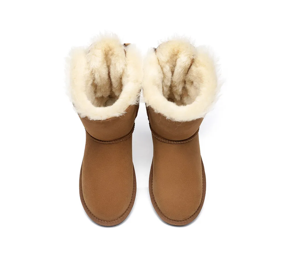 AUSTRALIAN SHEPHERD® UGG Boots Women Sheepskin Wool Short Double Back Bow