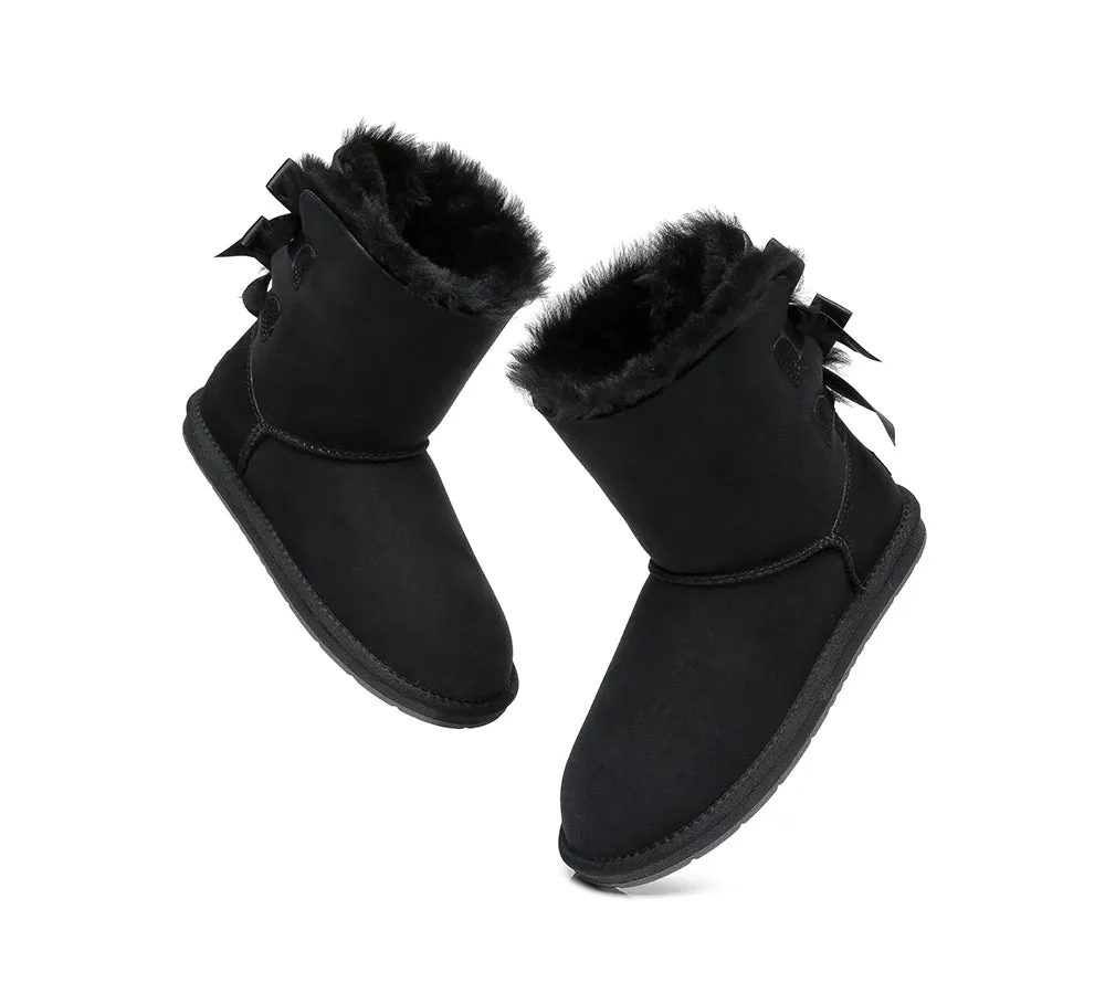 AUSTRALIAN SHEPHERD® UGG Boots Women Sheepskin Wool Short Double Back Bow