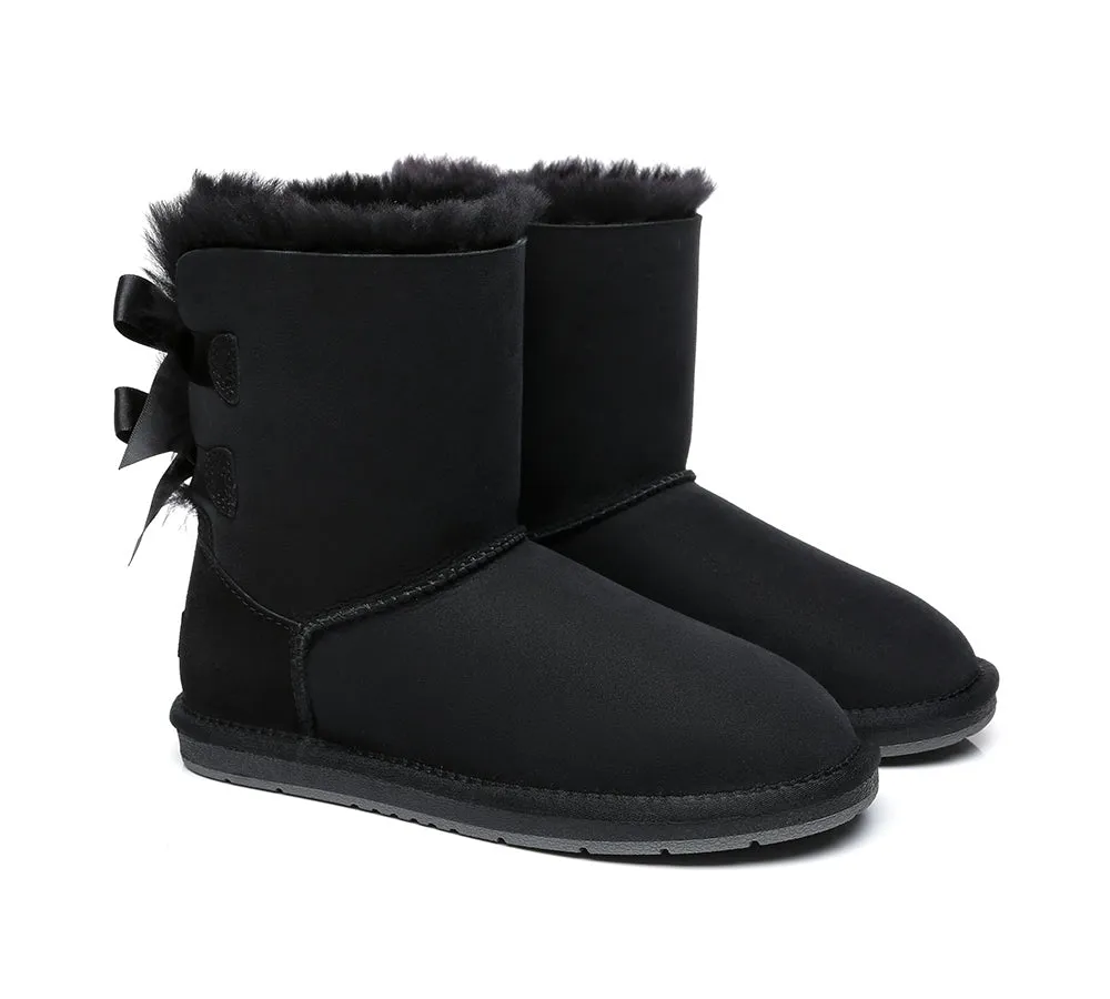AUSTRALIAN SHEPHERD® UGG Boots Women Sheepskin Wool Short Double Back Bow