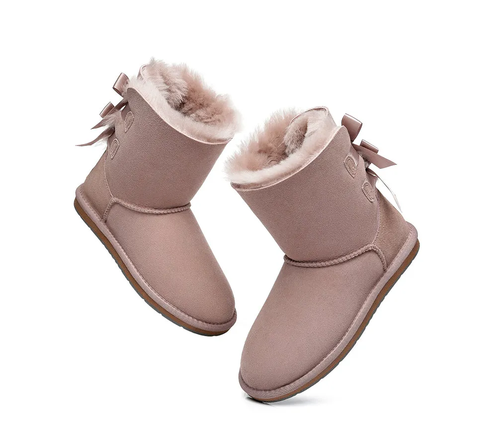 AUSTRALIAN SHEPHERD® UGG Boots Women Sheepskin Wool Short Double Back Bow