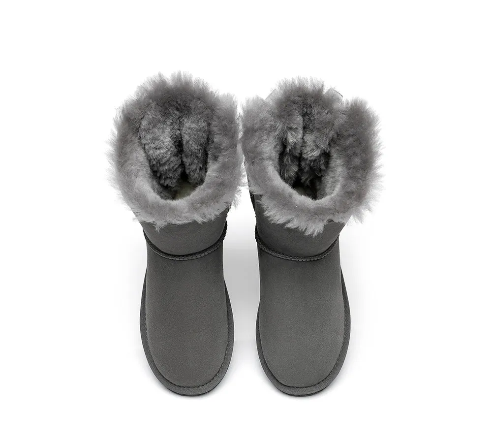 AUSTRALIAN SHEPHERD® UGG Boots Women Sheepskin Wool Short Double Back Bow