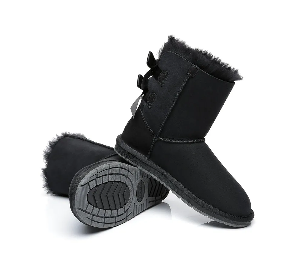 AUSTRALIAN SHEPHERD® UGG Boots Women Sheepskin Wool Short Double Back Bow