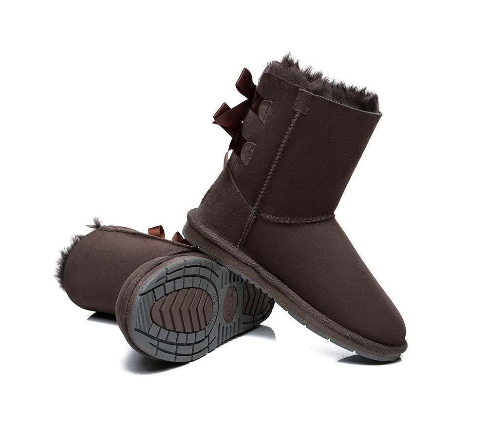 AUSTRALIAN SHEPHERD® UGG Boots Women Sheepskin Wool Short Double Back Bow