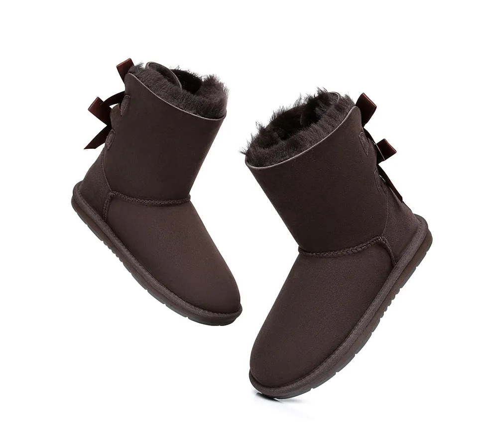 AUSTRALIAN SHEPHERD® UGG Boots Women Sheepskin Wool Short Double Back Bow