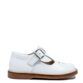 Beberlis White Patent Perforated Baby T Strap