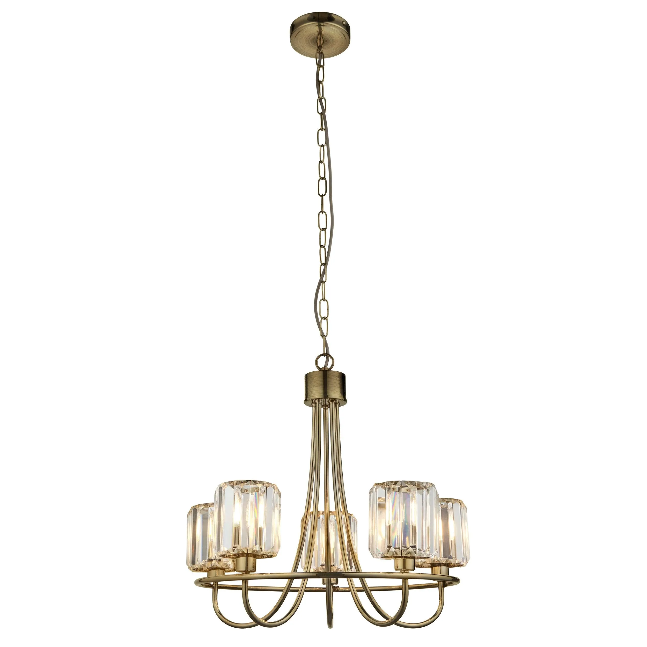 Berenice Brass 5 Light Pendant - Clear Cut Glass Shades Damaged Box