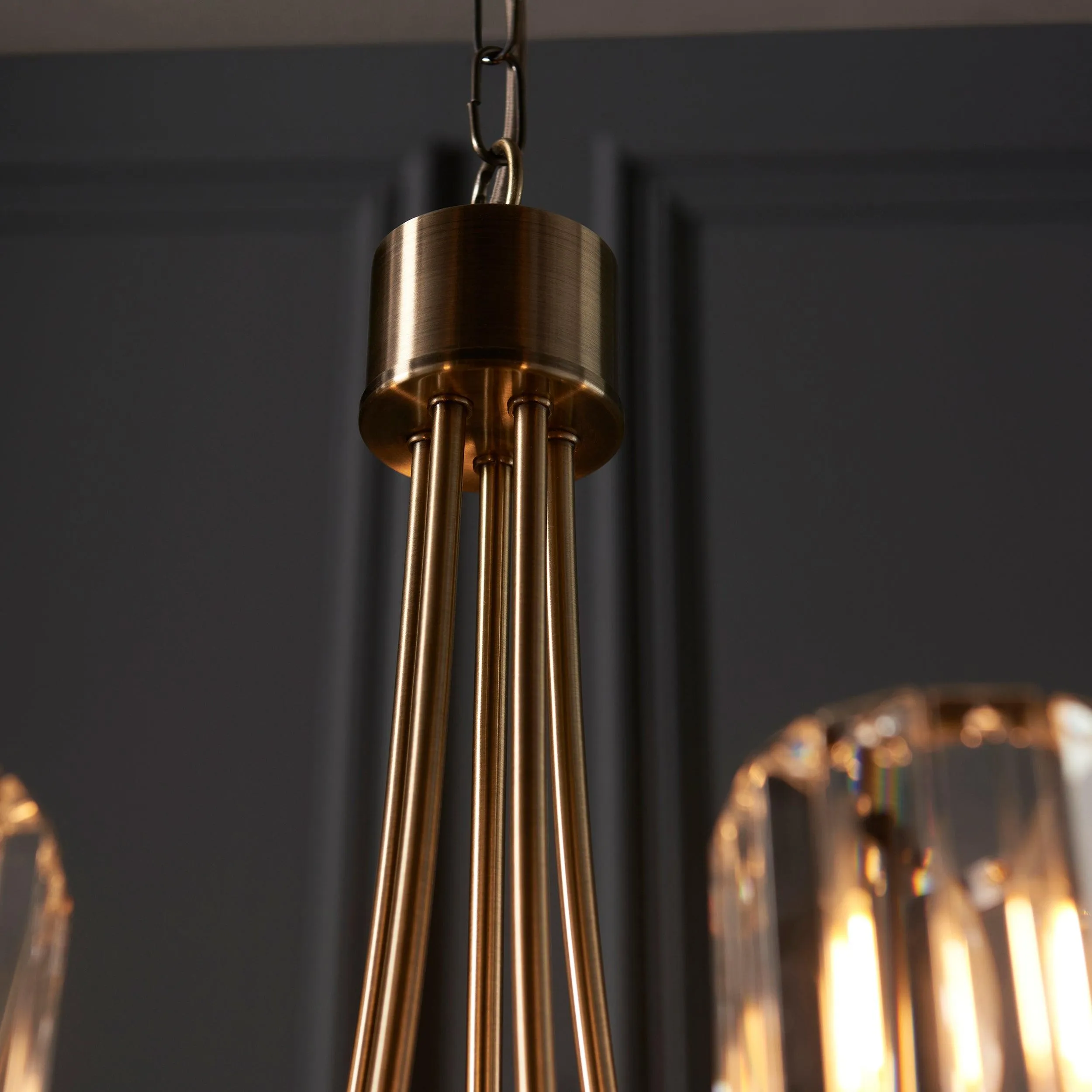Berenice Brass 5 Light Pendant - Clear Cut Glass Shades Damaged Box