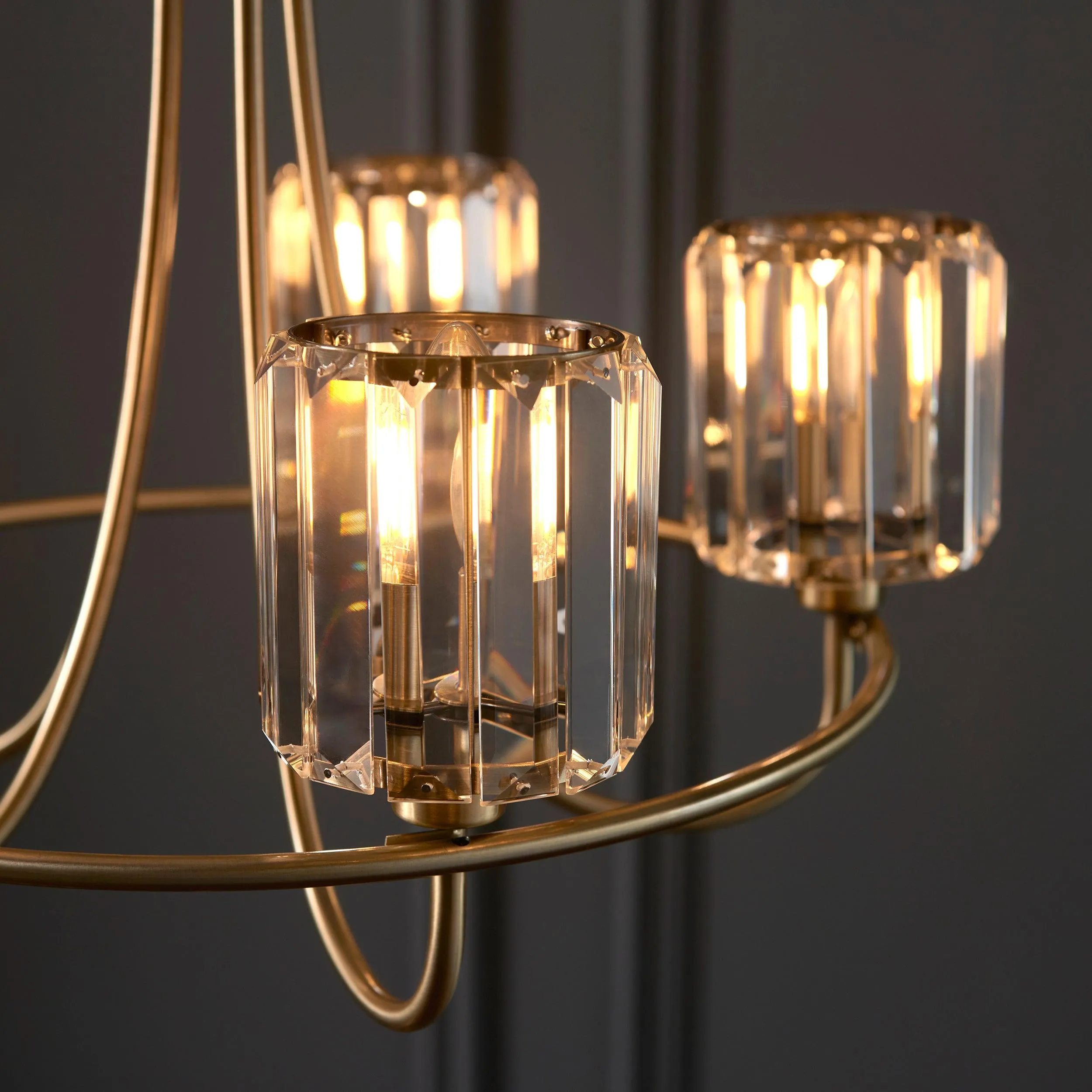 Berenice Brass 5 Light Pendant - Clear Cut Glass Shades Damaged Box