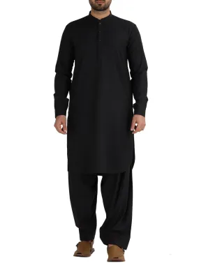 Black Blended Kameez Shalwar - AL-KS-2472