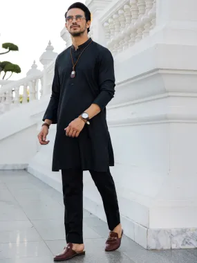 Black Blended Kurta - AL-K-1148C
