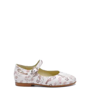 Blublonc Pink Bird Print Mary Jane