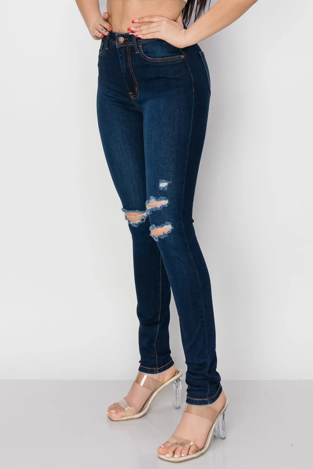 BO-312 HIGH WAISTED STRETCHY SKINNY DENIM JEANS