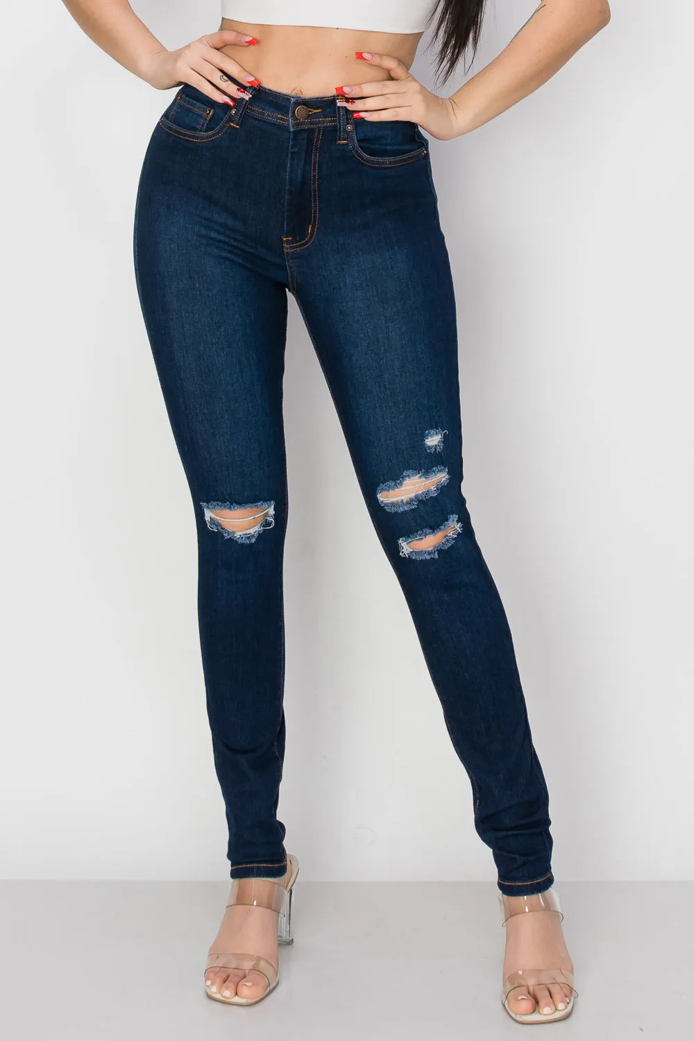 BO-312 HIGH WAISTED STRETCHY SKINNY DENIM JEANS