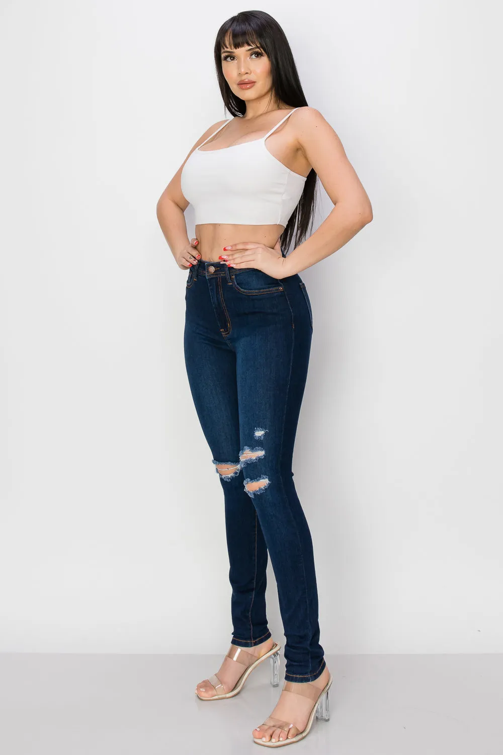 BO-312 HIGH WAISTED STRETCHY SKINNY DENIM JEANS