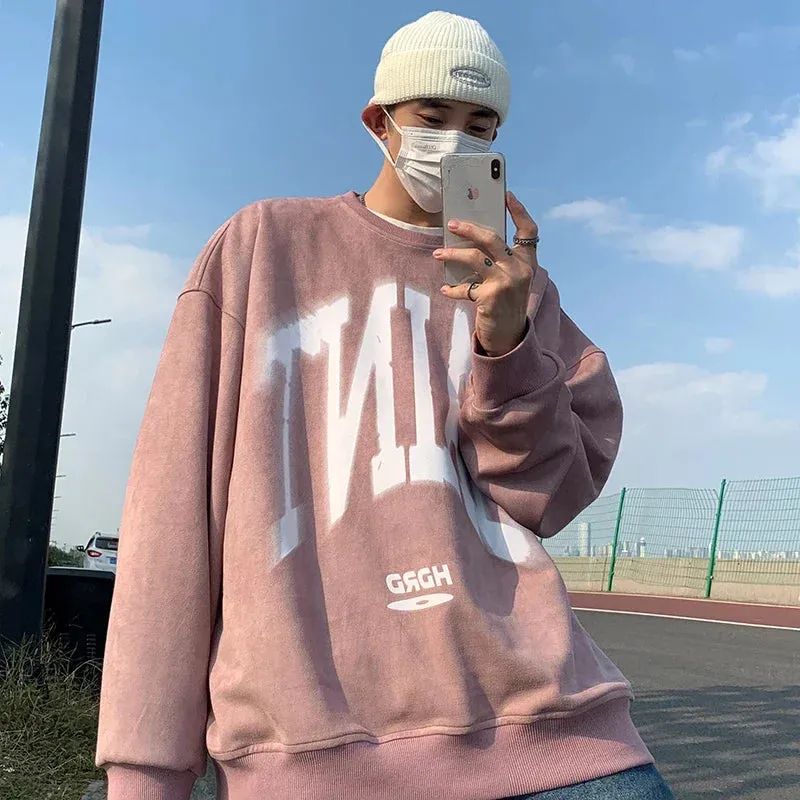BONSIR  -  Mens Letter Printed Sweatshirts Spring New Unisex Pullovers Harajuku O Neck Hip Hop Hoodies