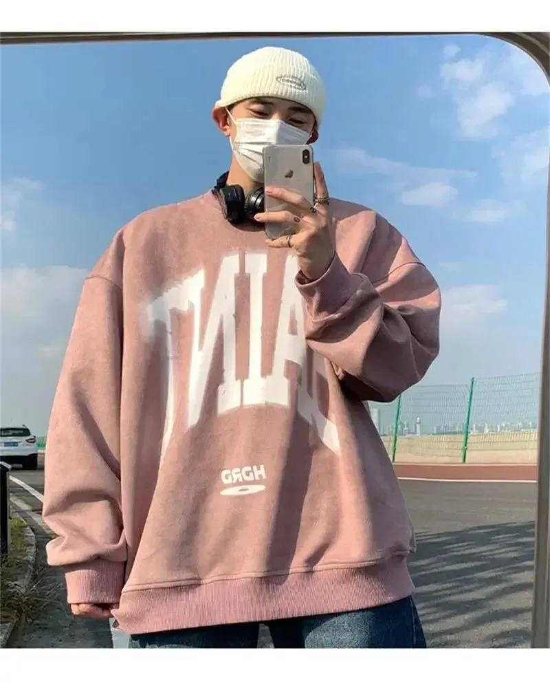 BONSIR  -  Mens Letter Printed Sweatshirts Spring New Unisex Pullovers Harajuku O Neck Hip Hop Hoodies