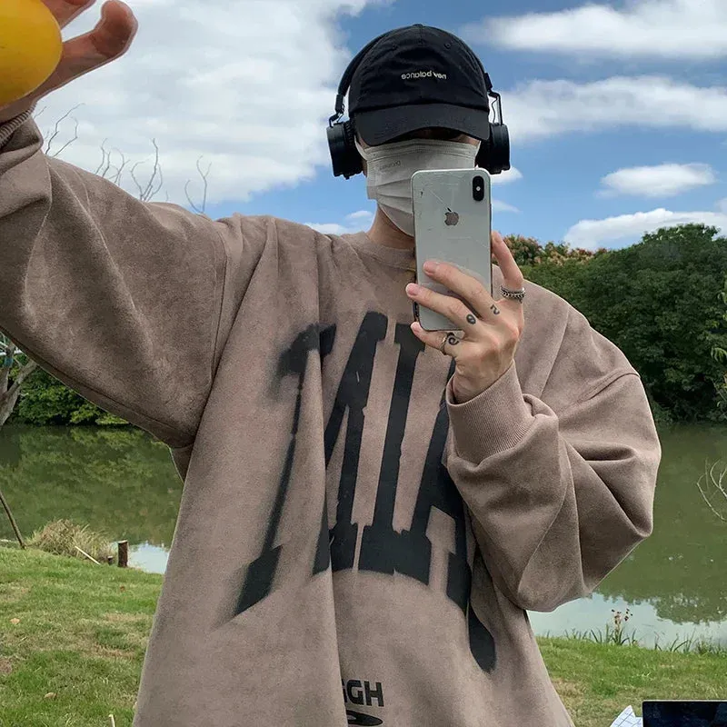 BONSIR  -  Mens Letter Printed Sweatshirts Spring New Unisex Pullovers Harajuku O Neck Hip Hop Hoodies