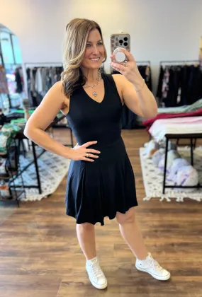 Butter Soft V-Neck Golf Dress with Biker Shorts