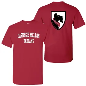 Carnegie Mellon University Tartans Front Back Print Short Sleeve T Shirt - Cardinal