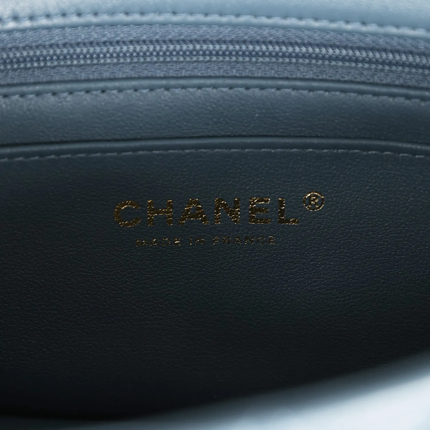 Chanel Mini Rectangular Flap with Top Handle Blue Lambskin Light Gold Hardware
