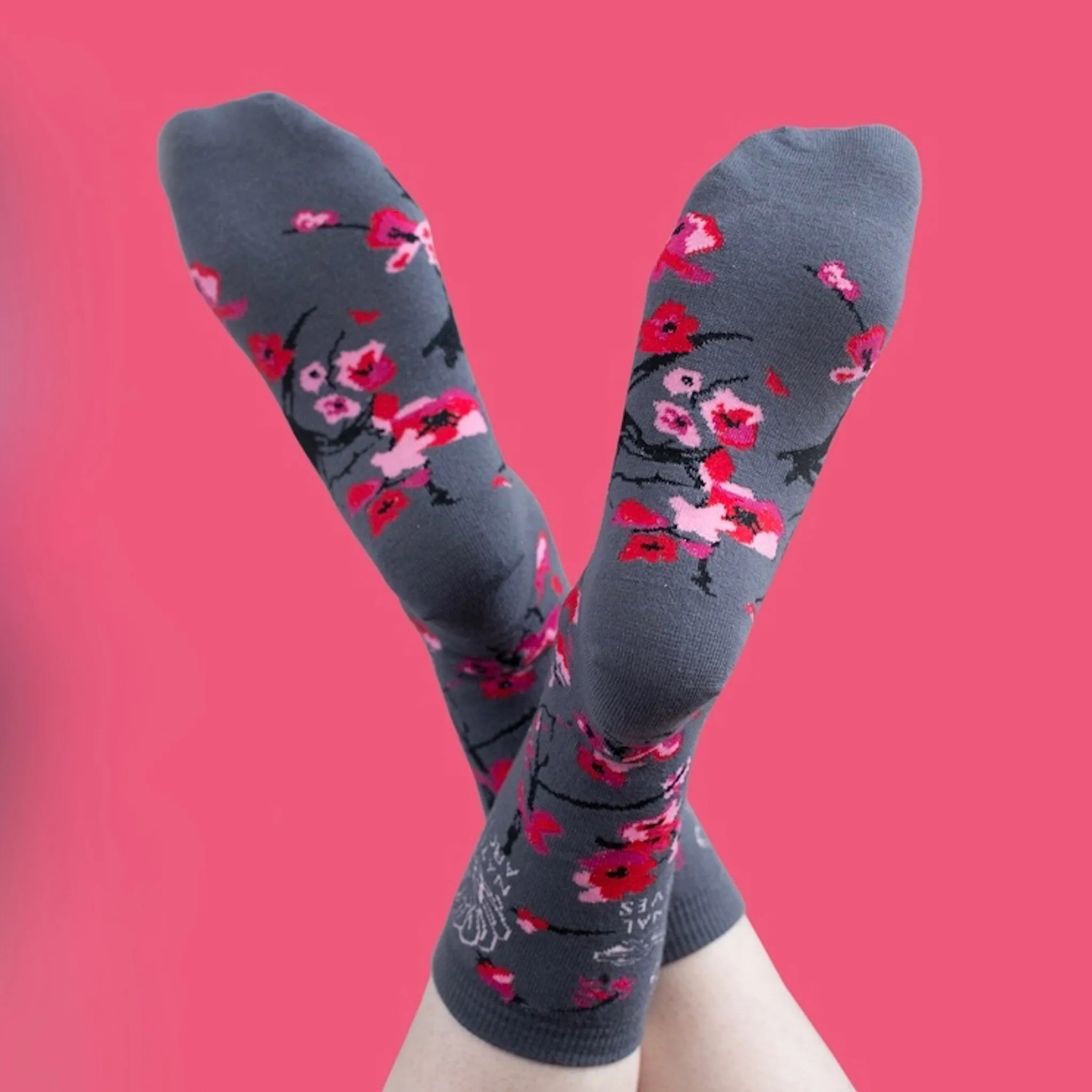 Cherry Blossom Rose Art Socks