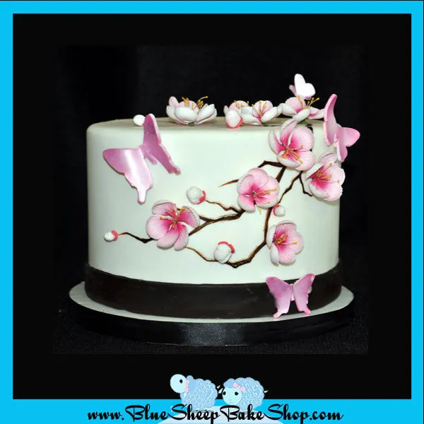 Cherry Blossoms and Butterflies Baby Shower Cake